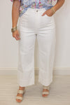 white wide leg denim pants