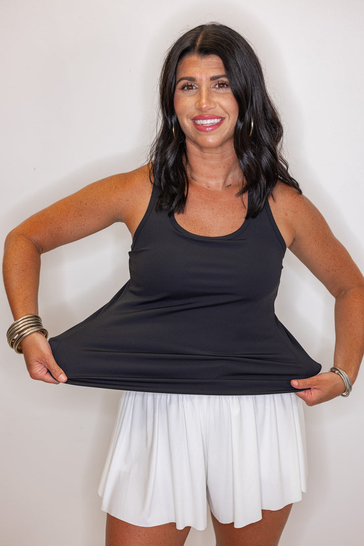 Mono B black racerback tank top