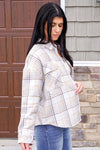 plaid ivory flannel top