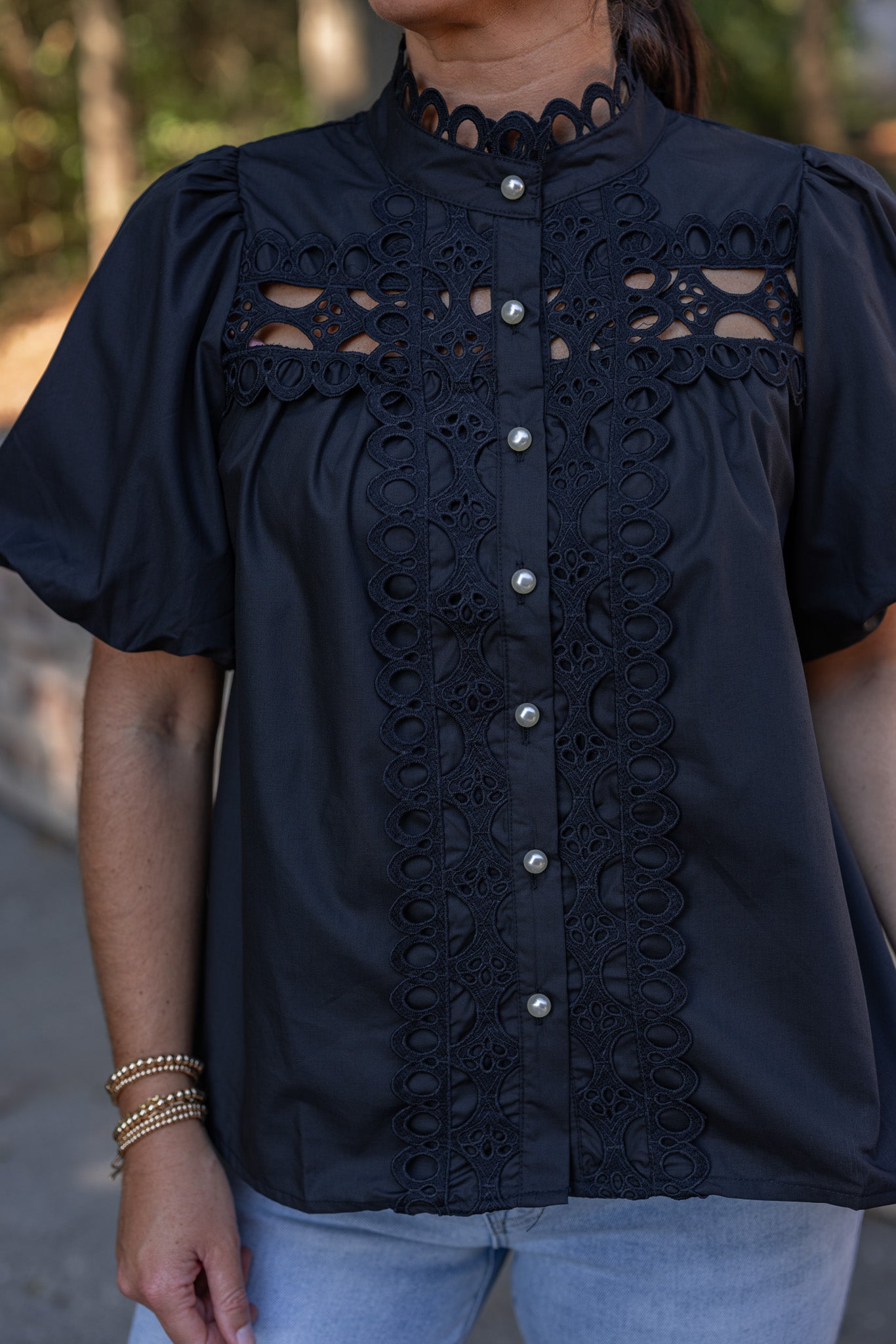 Black Embroidered Lace Top | Purple Door Boutique | Commerce GA
