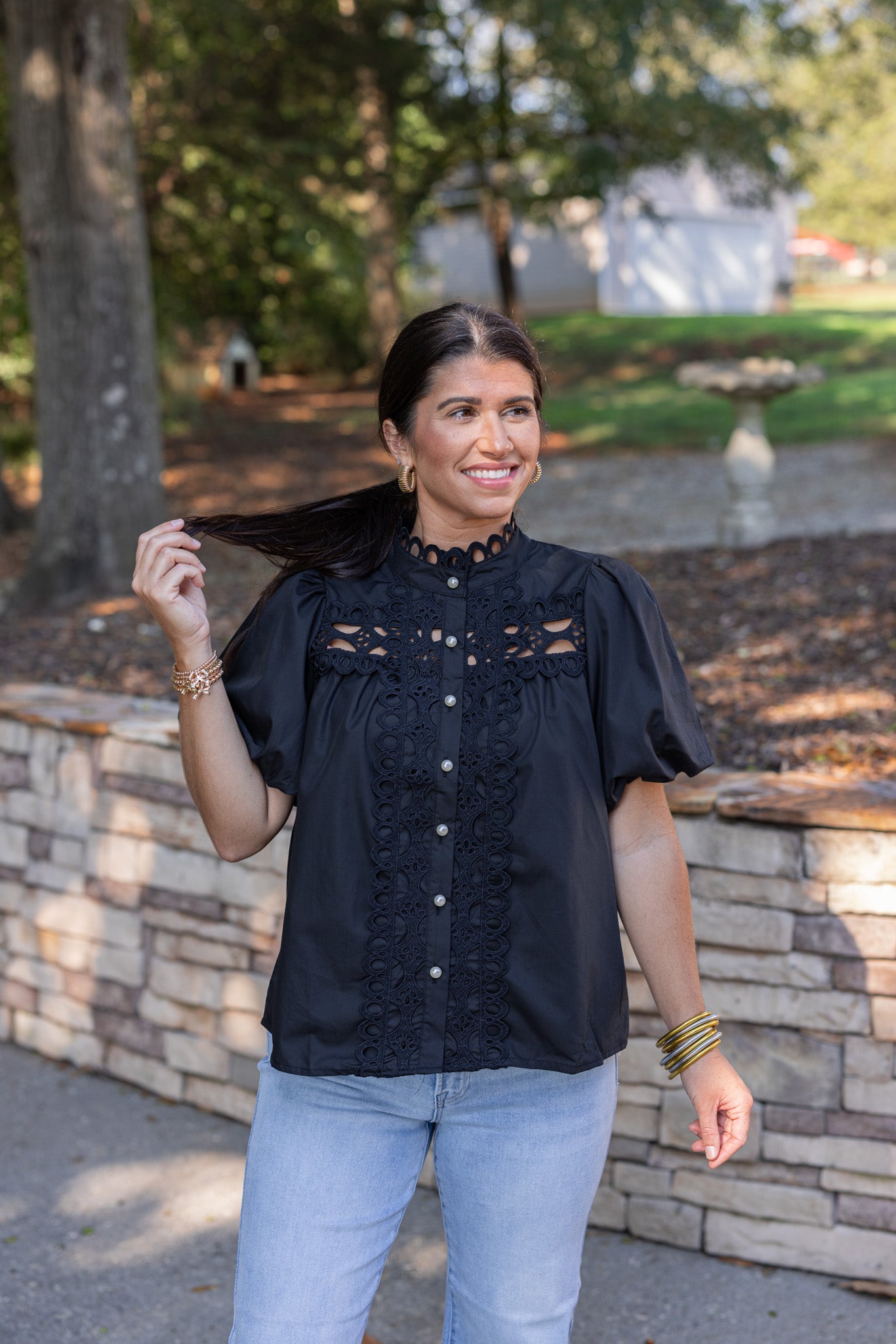 Black Embroidered Lace Top | Purple Door Boutique | Commerce GA