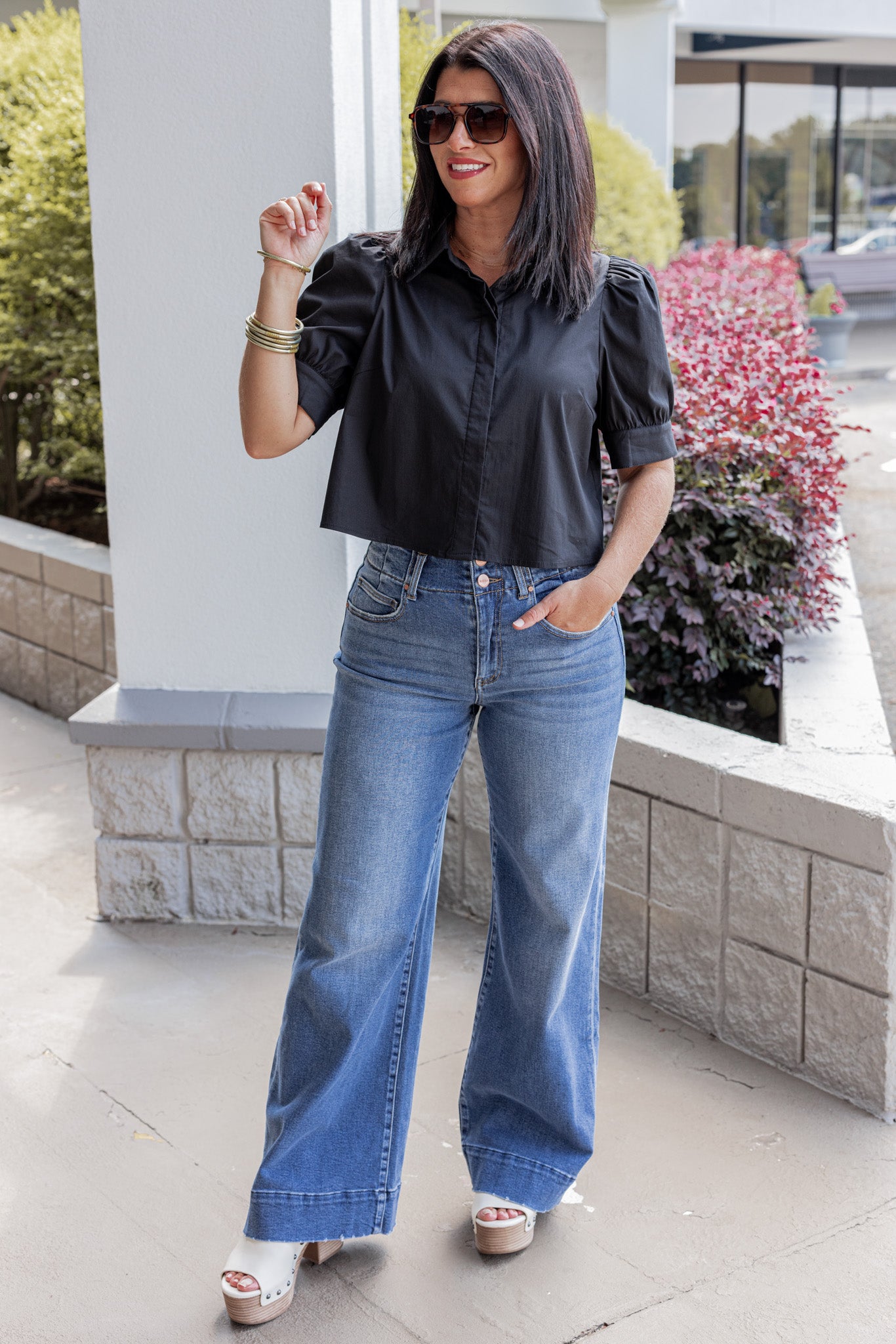 Black Puff Sleeve Top | Fast Shipping From Commerce GA – Purple