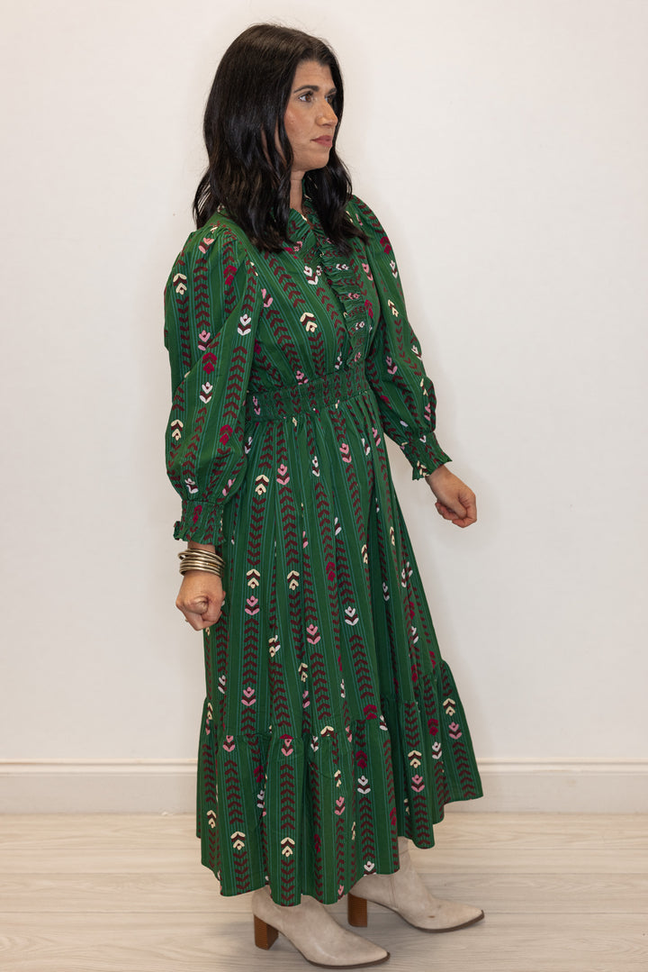 Pretty Petals Green Midi Dress