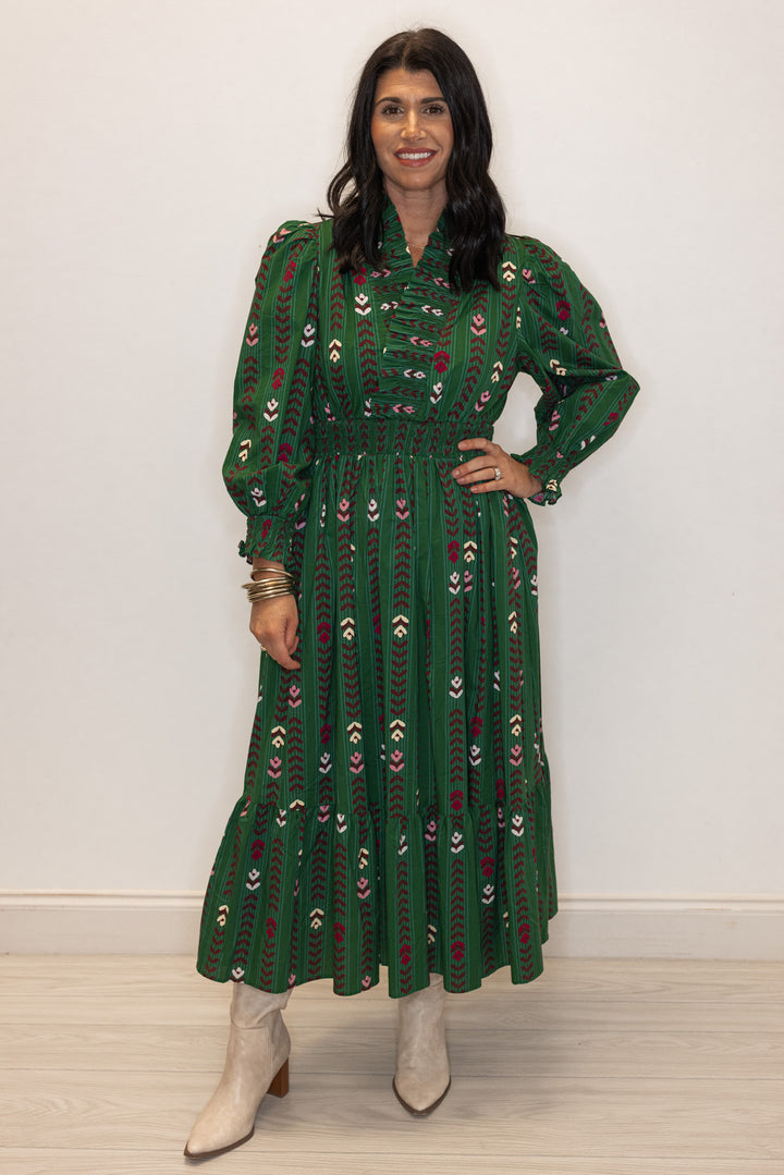 Pretty Petals Green Midi Dress