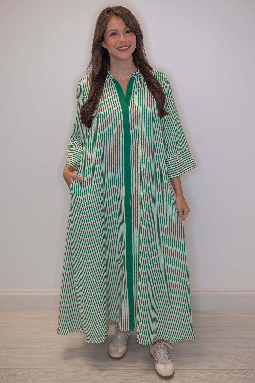 Women's Entro Green And White Striped Maxi Dress Purple Door Boutique Women's Entro Green And White Striped Maxi Dress Purple Door Boutique