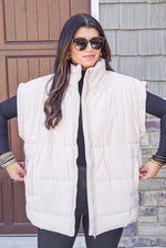 women's oversized athletic puffer vest