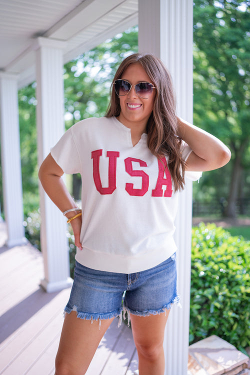usa terry knit pullover top