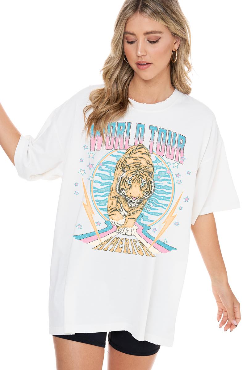 zutter oversized distressed world tour graphic tee