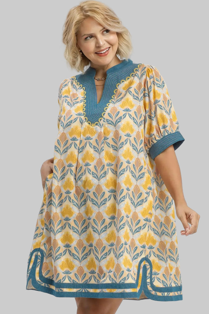Umgee Women's Plus Size Yellow Floral Dress – Purple Door Boutique