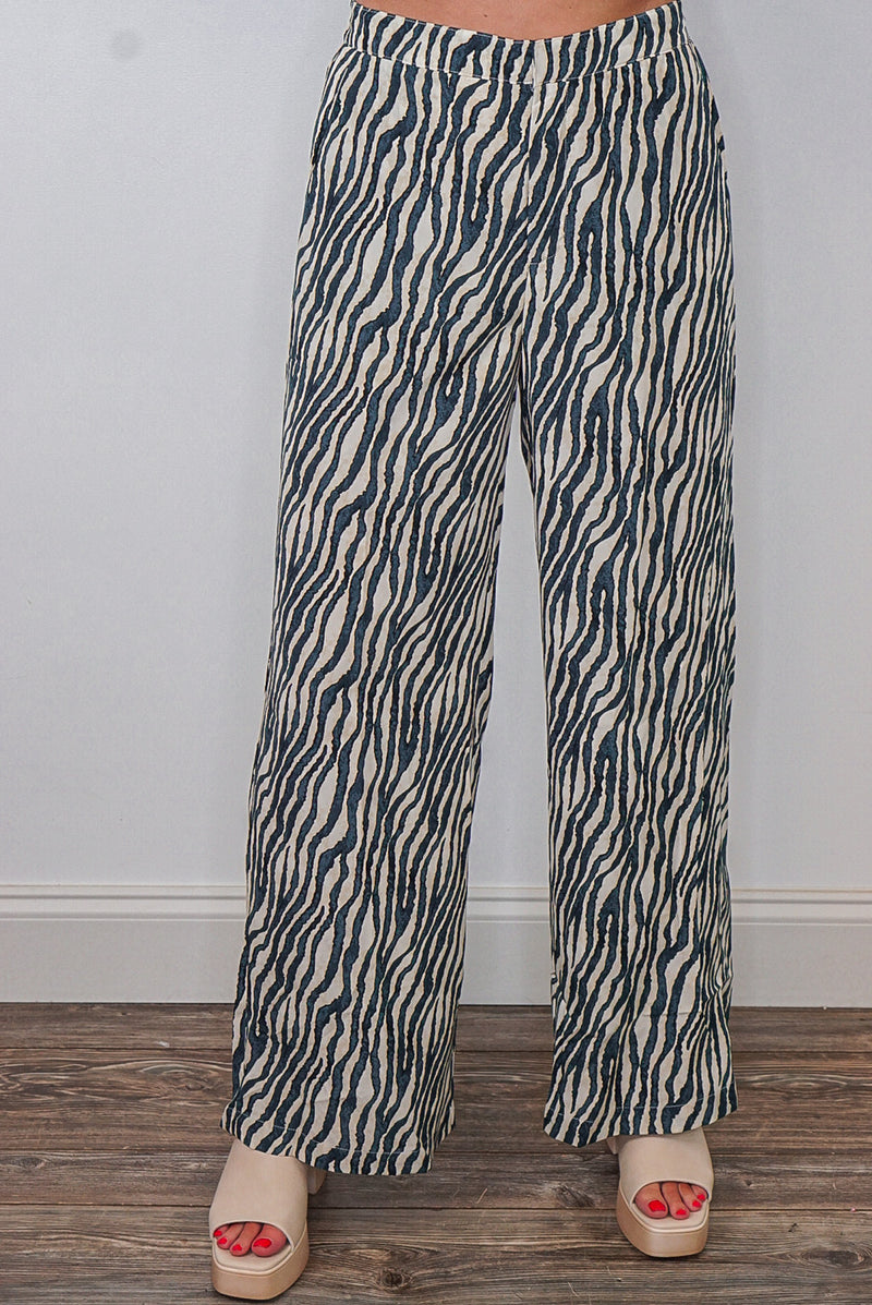 zebra print wide leg dress pant