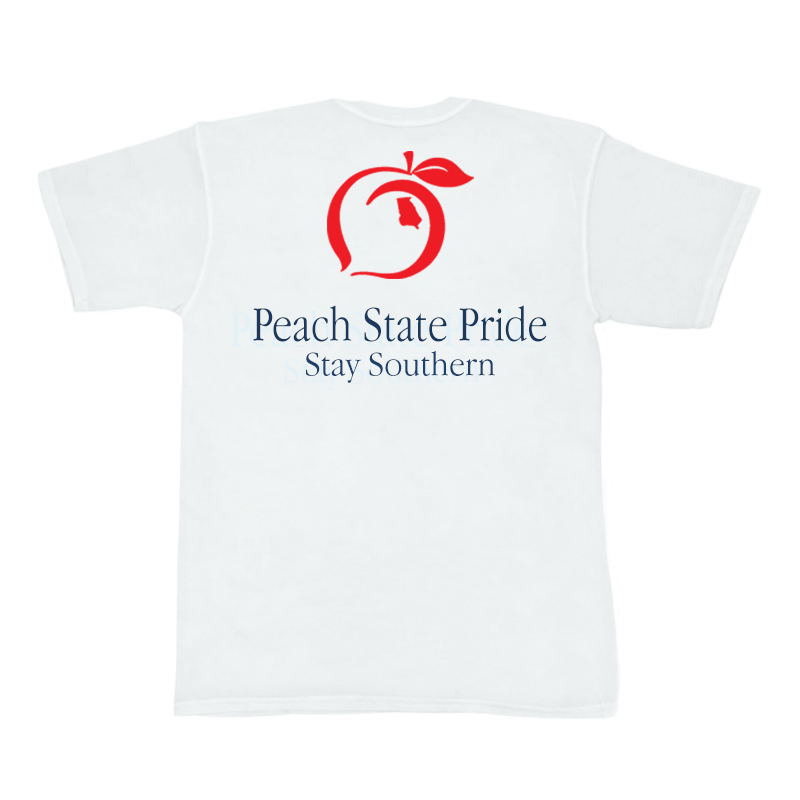 Peach State Pride Red White And Blue Stay Southern Pocket Tee