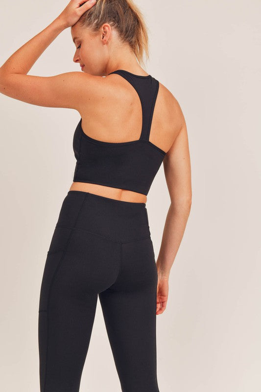 Mono B GREEN extreme racer fitted cropped tank in black