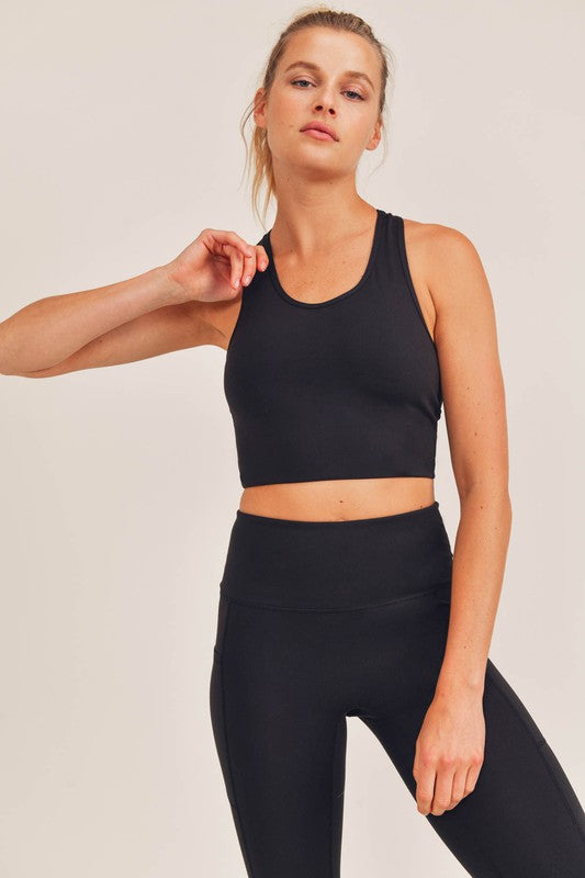 Mono B GREEN extreme racer fitted cropped tank in black