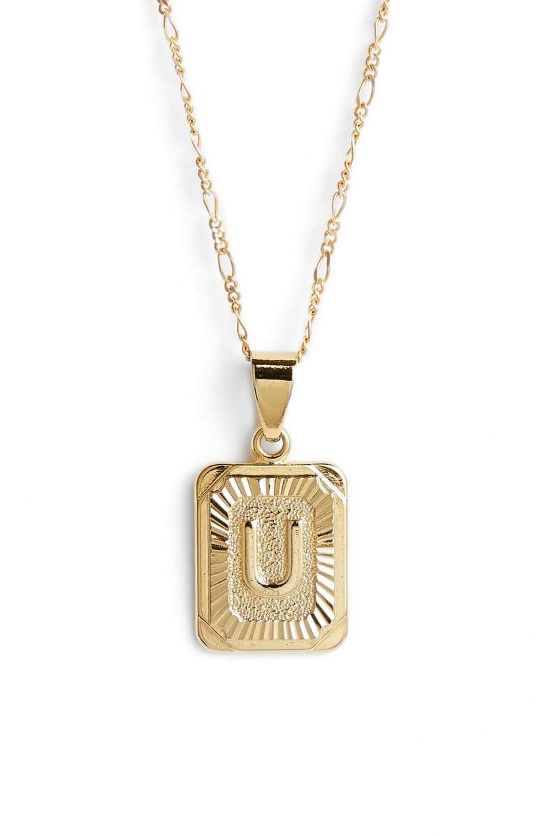 bracha initial card pendant necklace gold filled