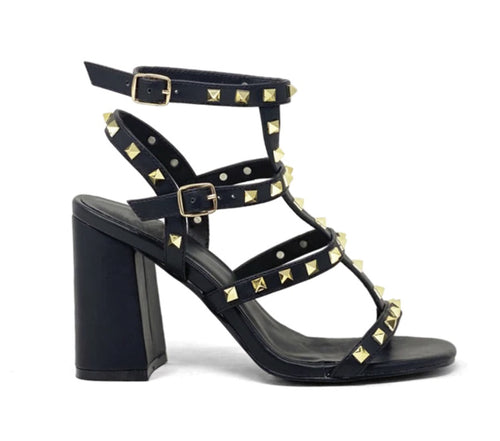 Shu shop black with gold studded sandals