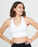 Spanx longline med impact sports bra in white